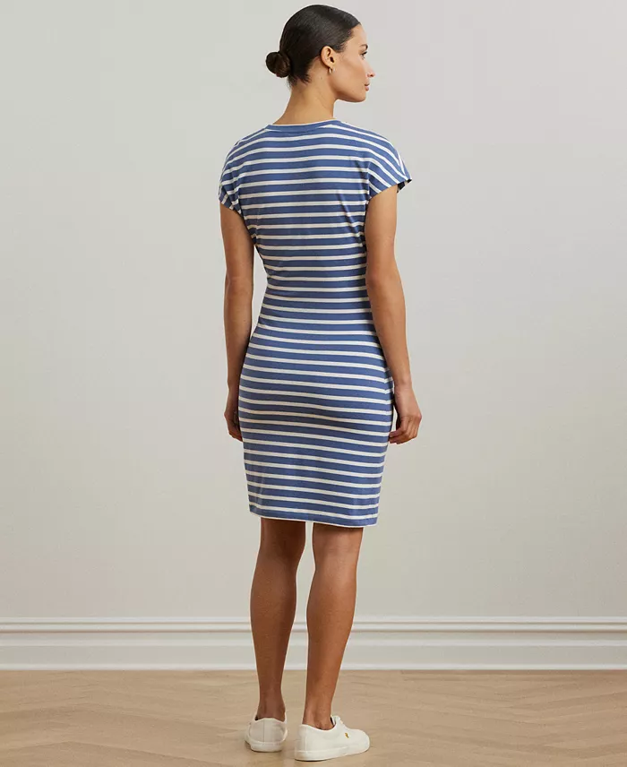 Alfani Lauren Ralph Lauren Women's Striped Tie-Front Jersey Dress Women's Fashion Shoes & Accessories