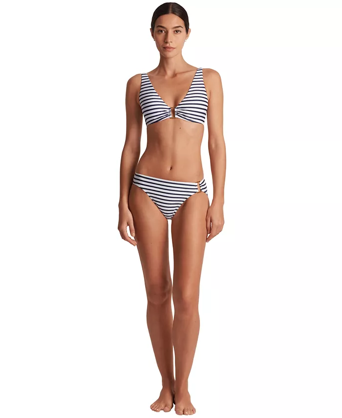 Alfani Lauren Ralph Lauren Women's Striped V-Neck Bikini Top & Ring Hipster Bikini Bottoms Women's Fashion Shoes & Accessories