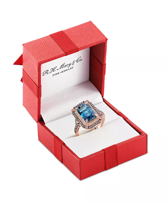 Alfani Le Vian Deep Sea Blue Topaz (3-7/8 Ct. T.w.) & Diamond (5/8 Ct. T.w.) Double Halo Ring In 14k Rose Gold (Also Available In 14K White Gold Or 14k Yellow Gold) Jewelry & Watches