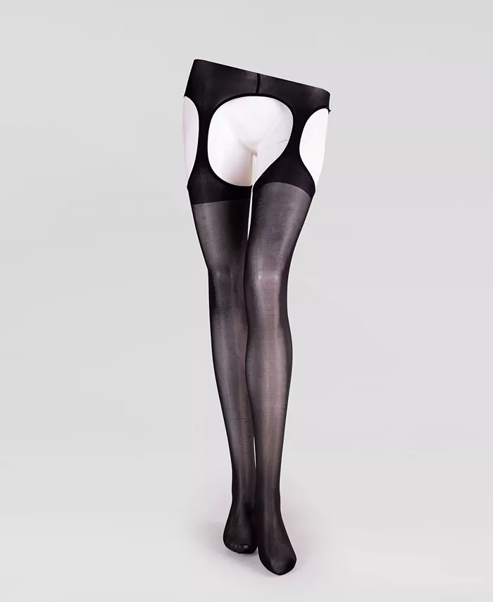 Alfani LECHERY Women's Lustrous Silky Shiny Sheer Suspender Crotchless High-Waist Pantyhose Tights Women's Fashion Shoes & Accessories