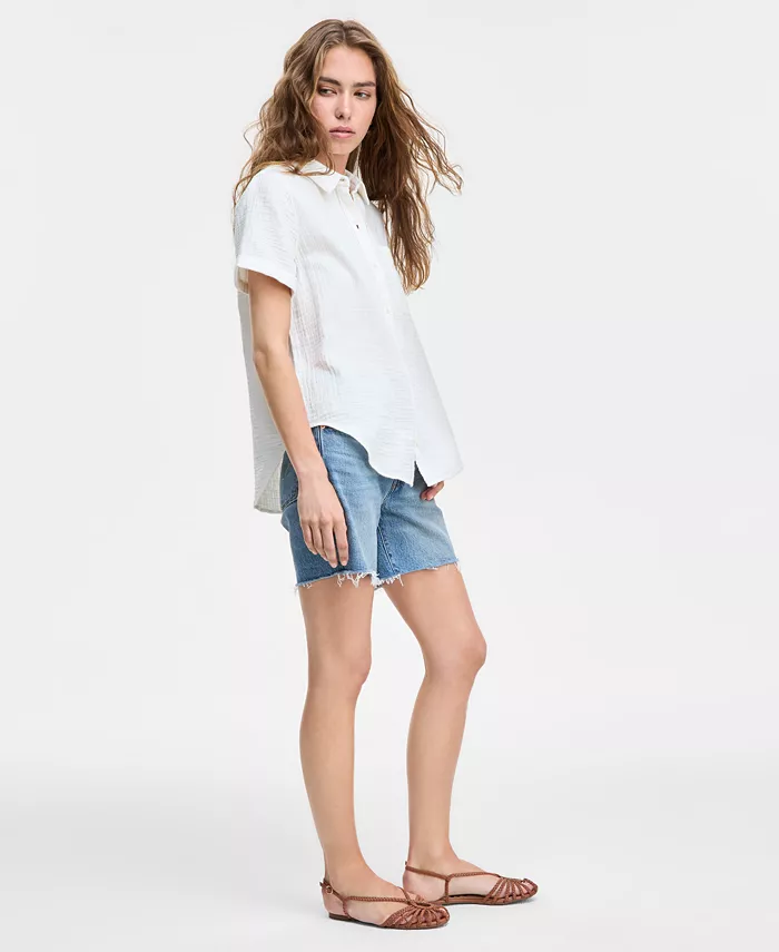 Alfani Levi's 501® Mid-Thigh High Rise Straight Fit Denim Shorts Women's Fashion Shoes & Accessories