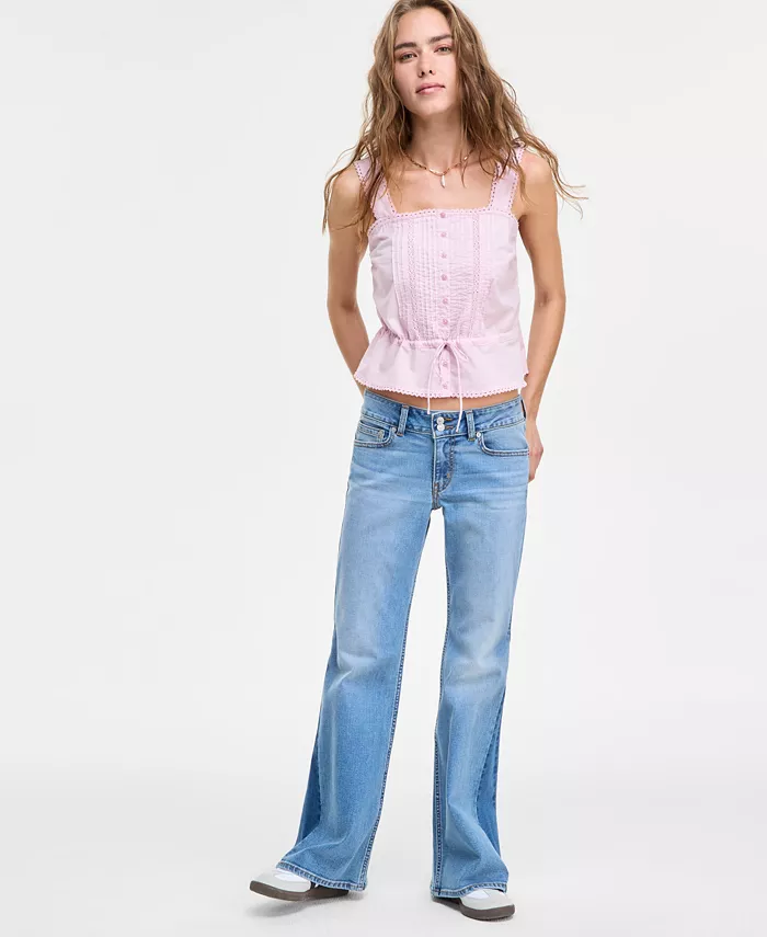 Alfani Levi's Women's Brynnley Cotton Lace-Trim Blouse Women's Fashion Shoes & Accessories