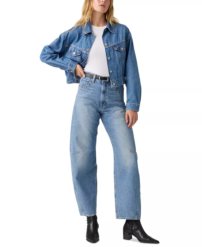 Alfani Levi's Women's Cinch High-Rise Barrel-Leg Jeans Macy's Exclusive Women's Fashion Shoes & Accessories