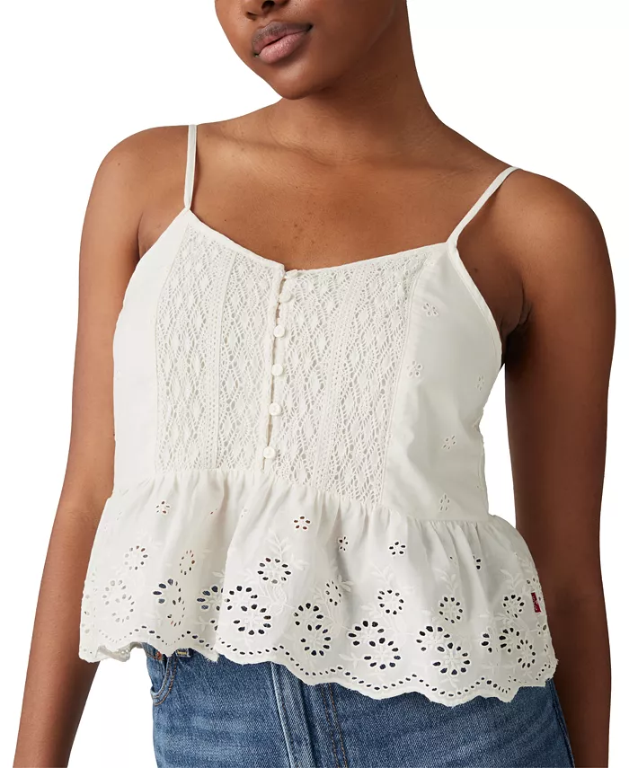 Alfani Levi's Women's Cora Embroidered Blouse Women's Fashion Shoes & Accessories