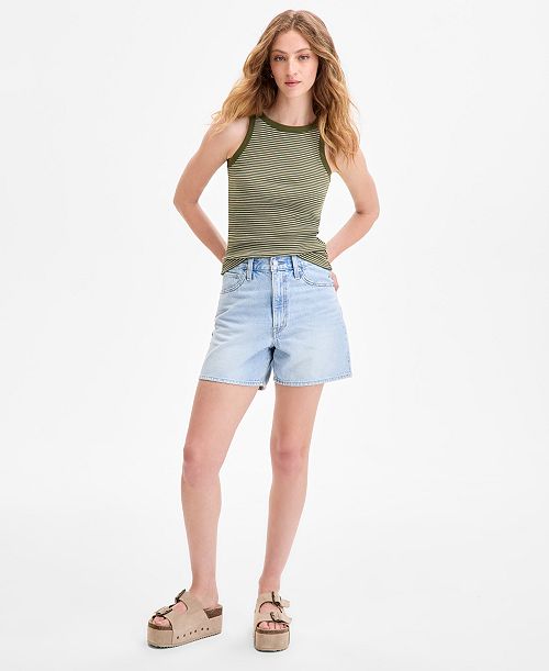 alfani Levi's Women's Cotton Cinch-Waist Denim Shorts Women's Fashion Shoes & Accessories