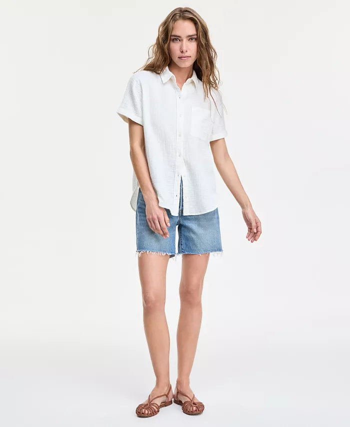 Alfani Levi's Women's Darlene Short-Sleeve Utility Shirt Women's Fashion Shoes & Accessories