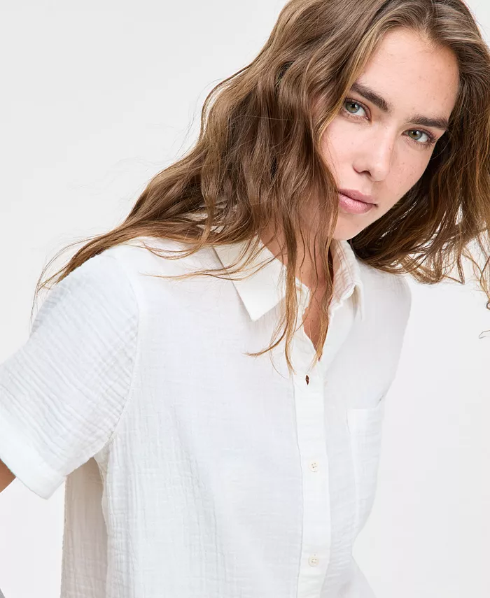 Alfani Levi's Women's Darlene Short-Sleeve Utility Shirt Women's Fashion Shoes & Accessories