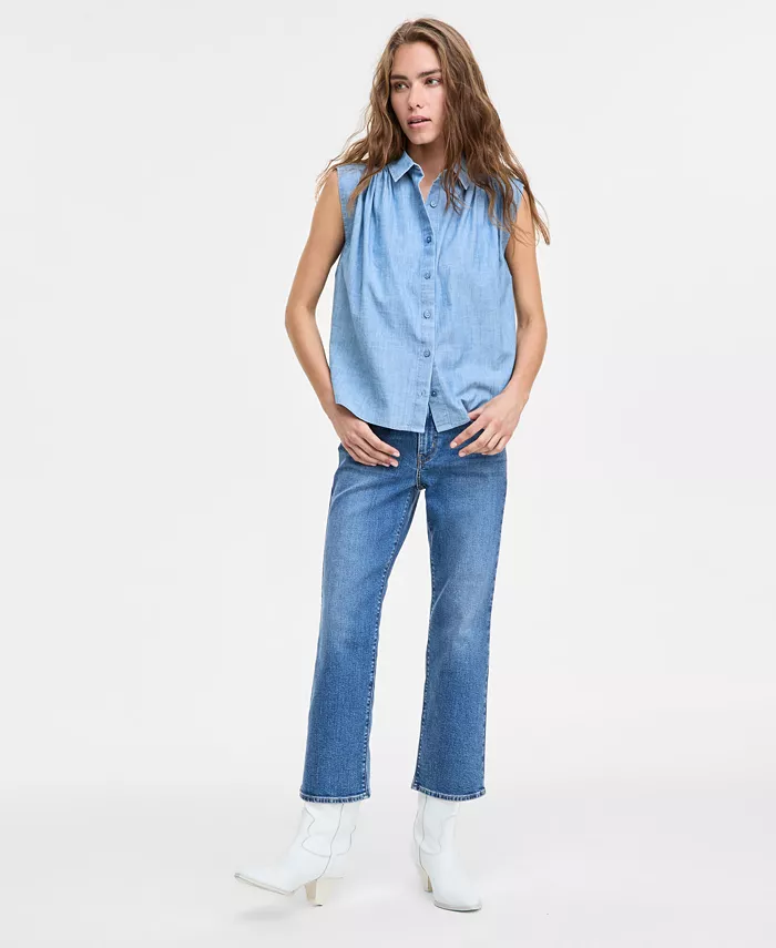 Alfani Levi's Women's Gracen Cotton Button-Front Blouse Women's Fashion Shoes & Accessories
