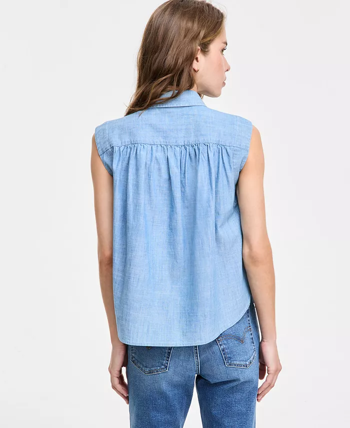 Alfani Levi's Women's Gracen Cotton Button-Front Blouse Women's Fashion Shoes & Accessories