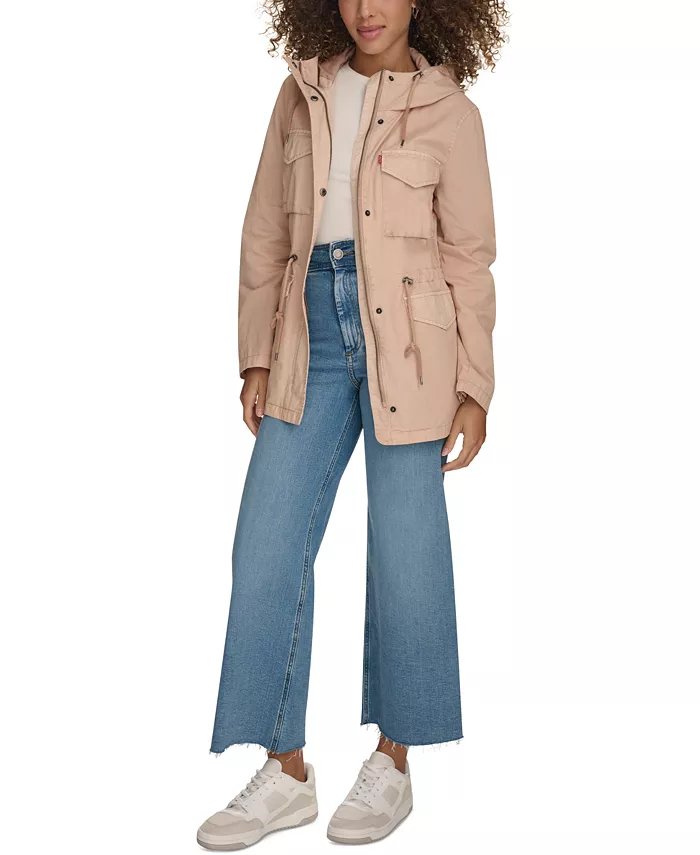Alfani Levi's Women's Lightweight Washed Cotton Military Jacket Women's Fashion Shoes & Accessories