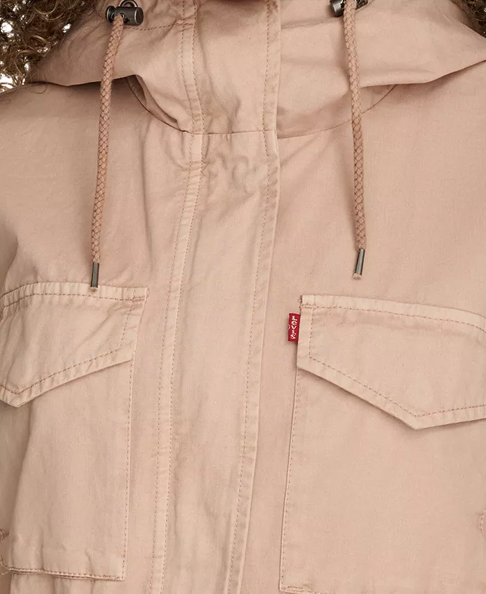 Alfani Levi's Women's Lightweight Washed Cotton Military Jacket Women's Fashion Shoes & Accessories