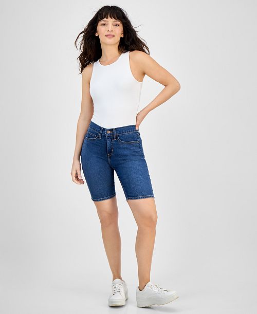 alfani Levi's Women's Mid-Rise Shaping Bermuda Shorts Women's Fashion Shoes & Accessories