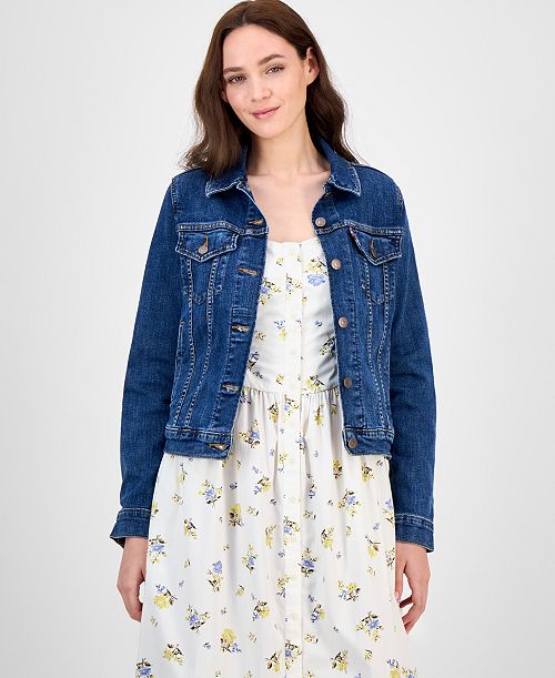 alfani Levi's Women's Original Cotton Denim Trucker Jacket Women's Fashion Shoes & Accessories