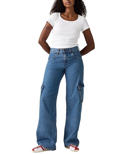alfani Levi's Women's Super Low Loose-Fit Cargo Jeans Women's Fashion Shoes & Accessories