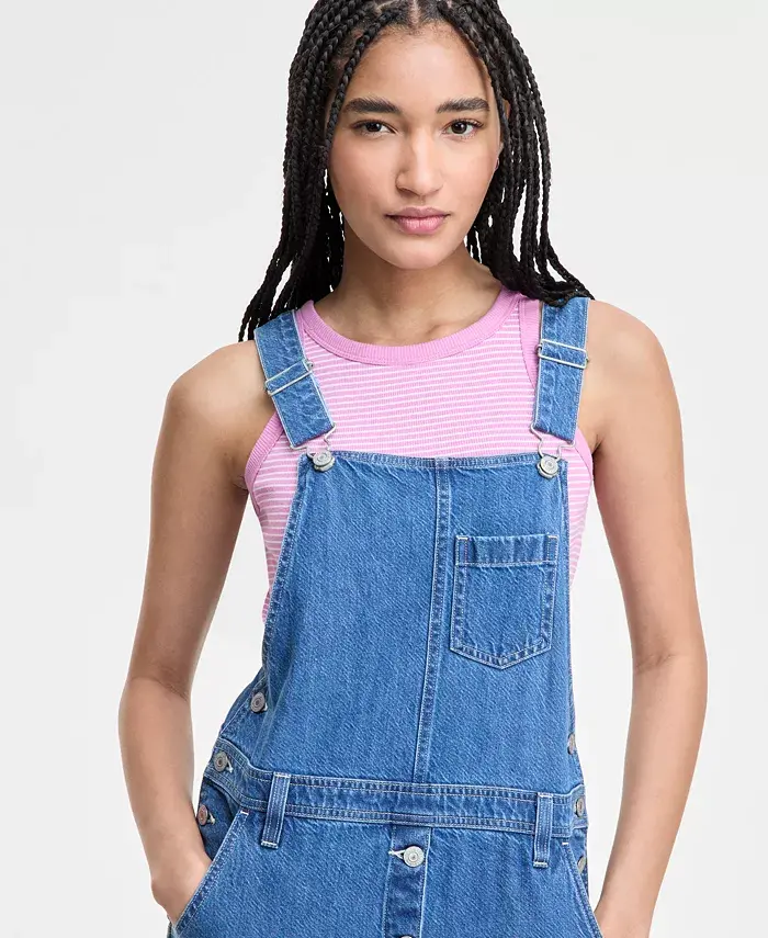 Alfani Levi's Women's Tico Cotton Denim Jumper Dress Women's Fashion Shoes & Accessories