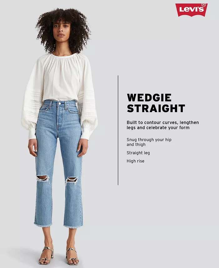 Alfani Levi's Women's Wedgie Straight-Leg High Rise Cropped Jeans Women's Fashion Shoes & Accessories