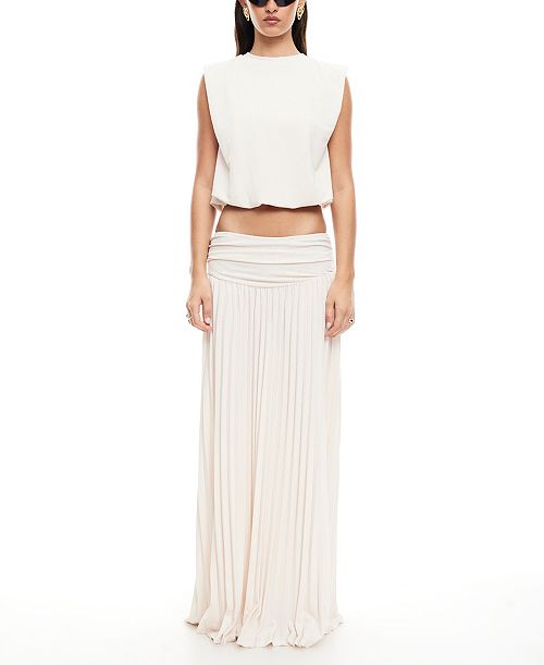 alfani Lioness Women's Field Of Dreams Crop Top & Pleated Maxi Skirt Women's Fashion Shoes & Accessories