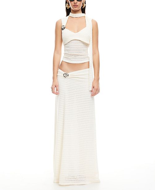 alfani Lioness Women's In Your Dreams Textured Top & Maxi Skirt Women's Fashion Shoes & Accessories