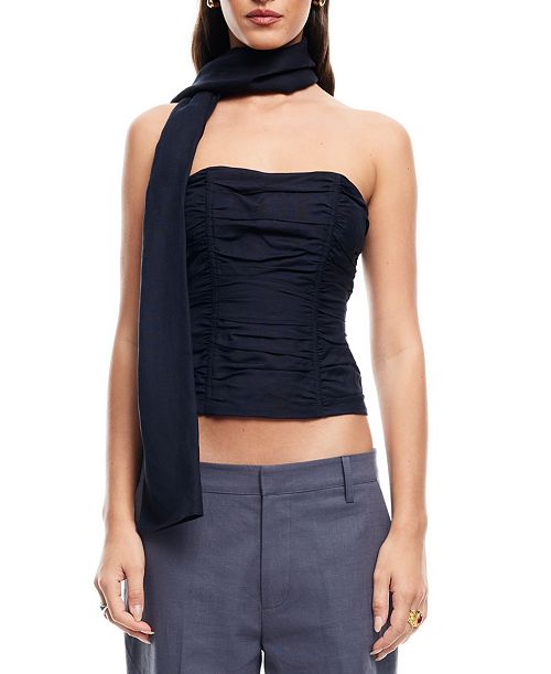 alfani Lioness Women's Island Ruched Scarf-Trim Tube Top Women's Fashion Shoes & Accessories