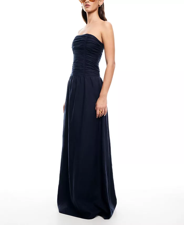 Alfani Lioness Women's Lush Strapless Linen-Blend Maxi Dress Women's Fashion Shoes & Accessories