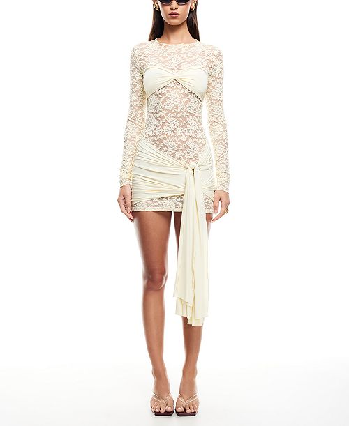 alfani Lioness Women's Midnight Lace Mini Dress Women's Fashion Shoes & Accessories