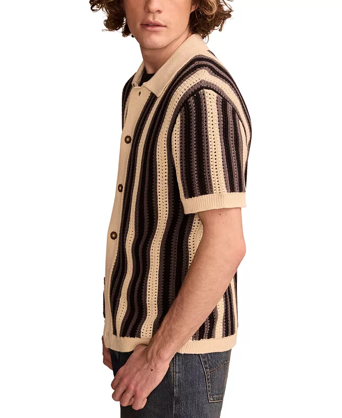 Alfani Lucky Brand Men's Short Sleeve Striped Cardigan Sweater Men's Fashion & Accessories