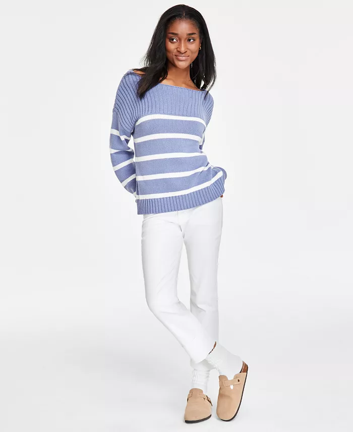 Alfani Lucky Brand Women's Striped Boat-Neck Sweater Women's Fashion Shoes & Accessories