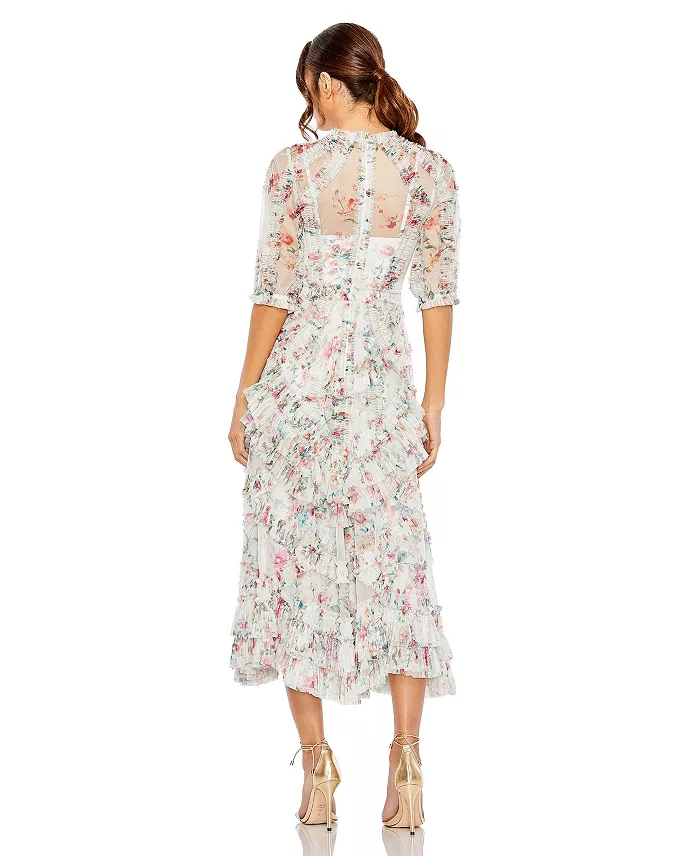 Alfani Mac Duggal Women's Embellished High Neck Long Sleeve Gown Women's Fashion Shoes & Accessories