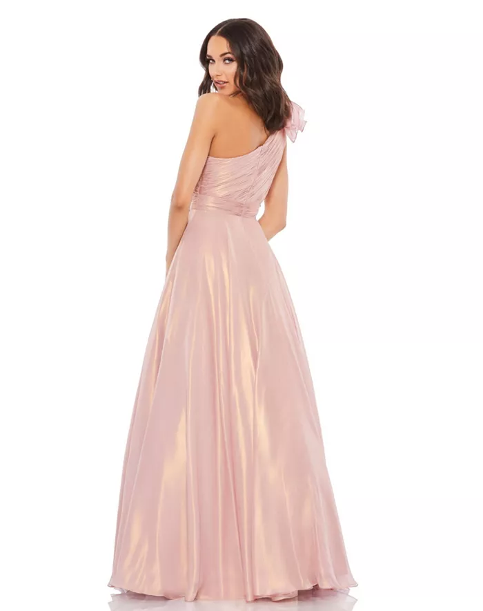 Alfani Mac Duggal Women's Iridescent One Shoulder Rosette Ball Gown Women's Fashion Shoes & Accessories