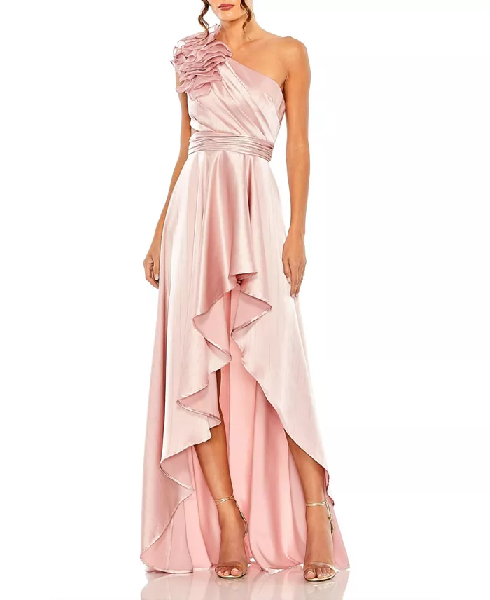 Alfani Mac Duggal Women's Ruffled One Shoulder Cut Out Hi-Low Gown Women's Fashion Shoes & Accessories