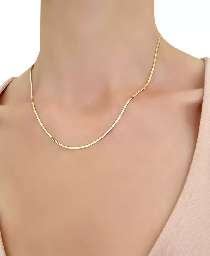 Alfani Macy's 18" Flat Herringbone Chain Necklace (1-1/4mm) In 14k Gold Jewelry & Watches