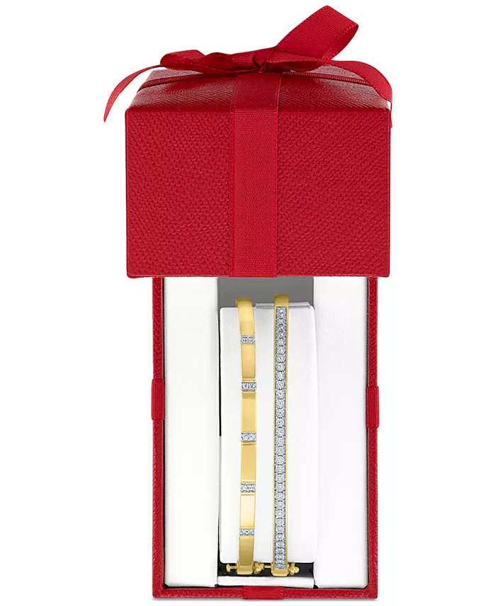 Alfani Macy's 2-Pc. Set Diamond Bangle Bracelets (1/5 Ct. T.w.) In 14k Gold-Plated Sterling Silver Jewelry & Watches