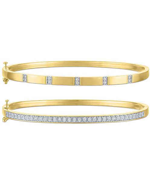alfani Macy's 2-Pc. Set Diamond Bangle Bracelets (1/5 ct. t.w.) in 14k Gold-Plated Sterling Silver Jewelry & Watches