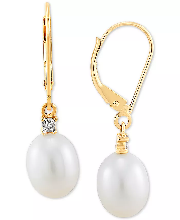 Alfani Macy's Cultured Freshwater Pearl Earrings (8mm) In 10k Gold & White Gold Jewelry & Watches