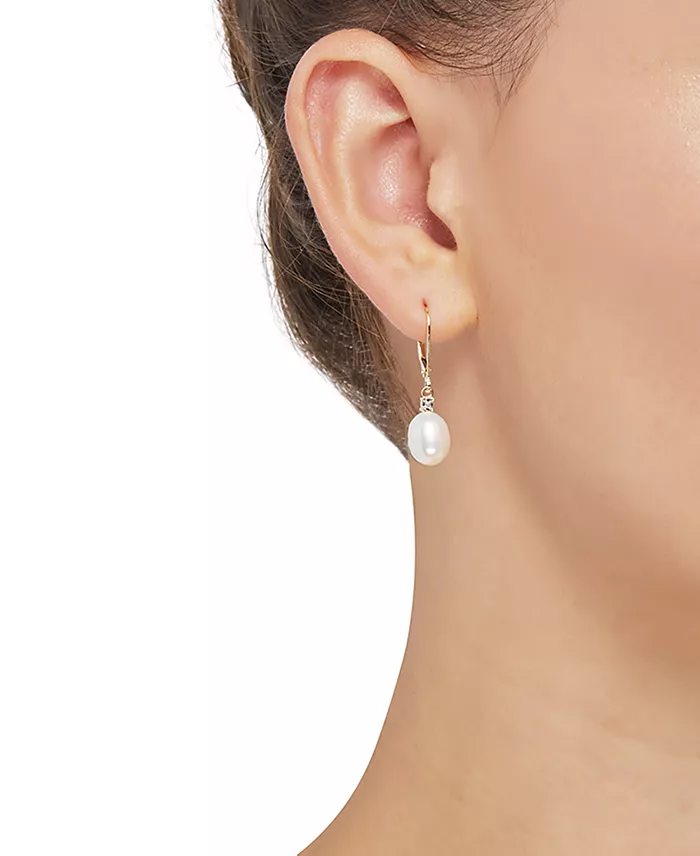 Alfani Macy's Cultured Freshwater Pearl Earrings (8mm) In 10k Gold & White Gold Jewelry & Watches