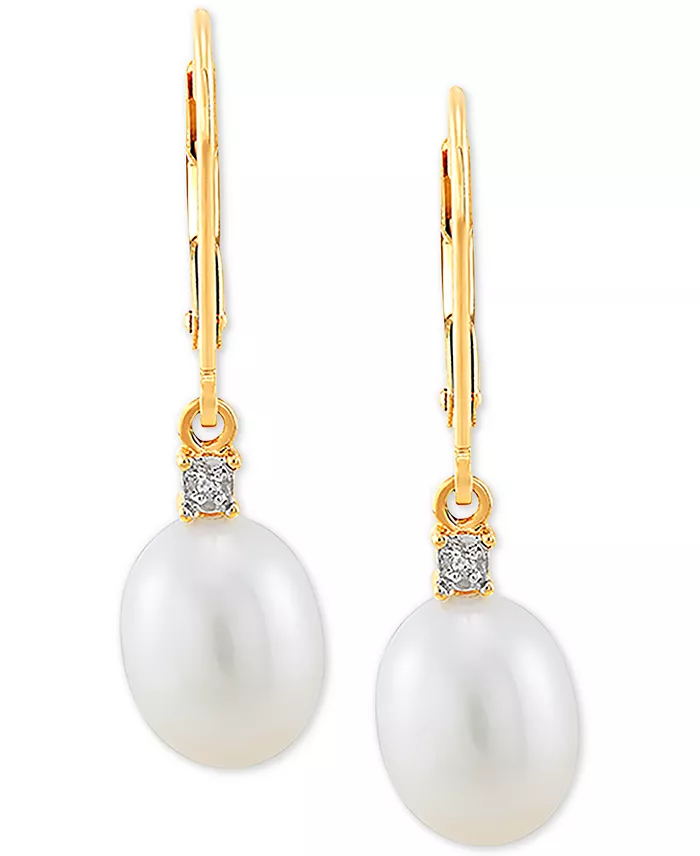 Alfani Macy's Cultured Freshwater Pearl Earrings (8mm) In 10k Gold & White Gold Jewelry & Watches
