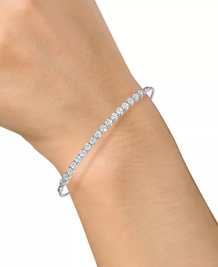 Alfani Macy's Diamond Bolo Bracelet (1/10 Ct. T.w.) In Sterling Silver 14k Gold-Plated Sterling Silver Or 14k Rose Gold-Plated Sterling Silver Jewelry & Watches