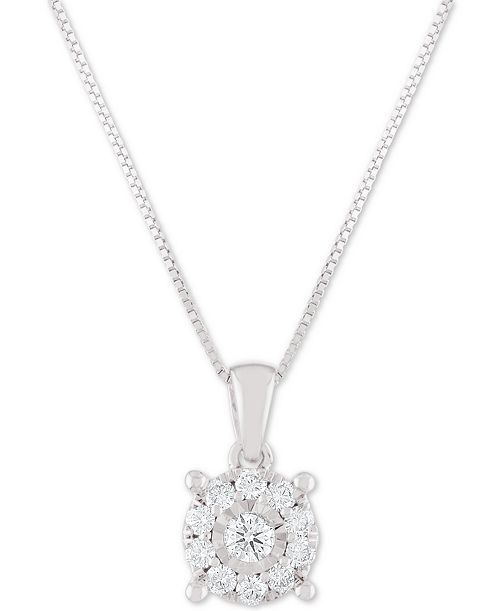 alfani Macy's Diamond Halo 18" Pendant Necklace (1/3 ct. t.w.) in 14k White Yellow or Rose Gold Jewelry & Watches