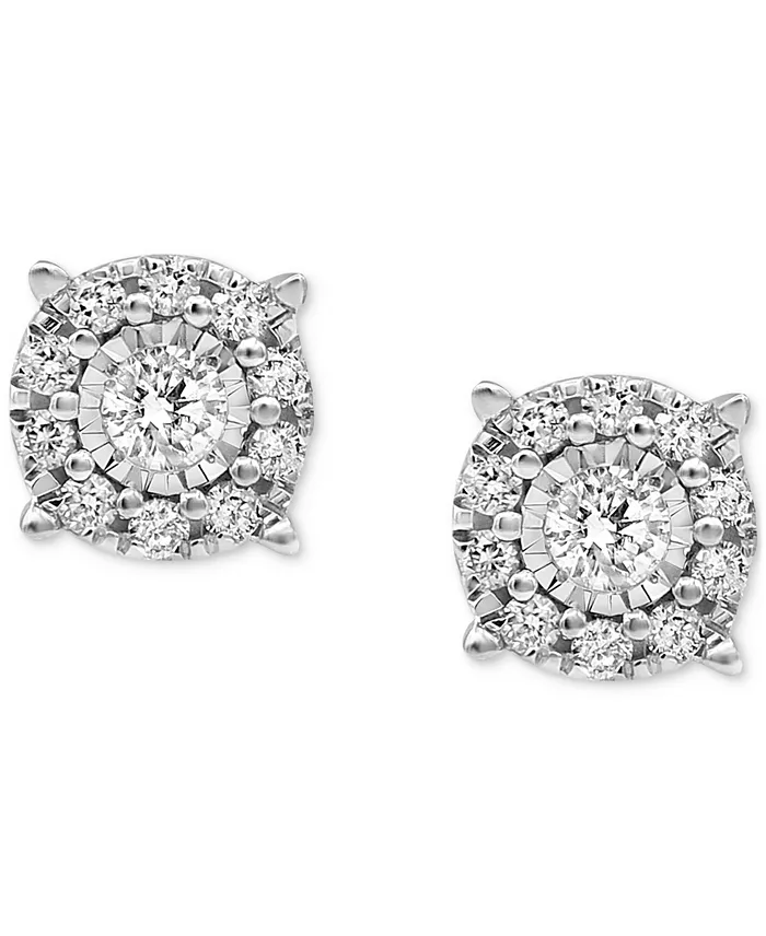 Alfani Macy's Diamond Stud Earrings (1/3 Ct. T.w.) In 14K White Yellow Or Rose Gold Jewelry & Watches