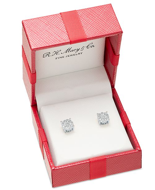 alfani Macy's Diamond Stud Earrings (1/3 ct. t.w.) in 14K White Yellow or Rose Gold Jewelry & Watches