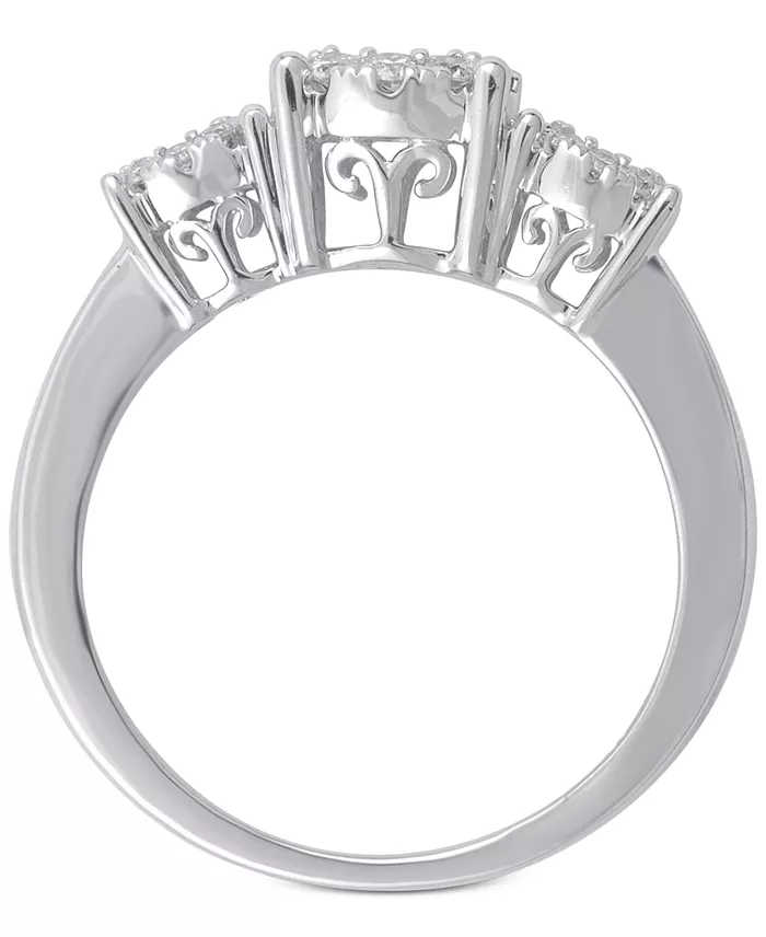 Alfani Macy's Diamond Three Stone Engagement Ring (3/4 Ct. T.w.) In 14k White Yellow Or Rose Gold Jewelry & Watches