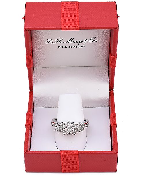 alfani Macy's Diamond Three Stone Engagement Ring (3/4 ct. t.w.) in 14k White Yellow or Rose Gold Jewelry & Watches