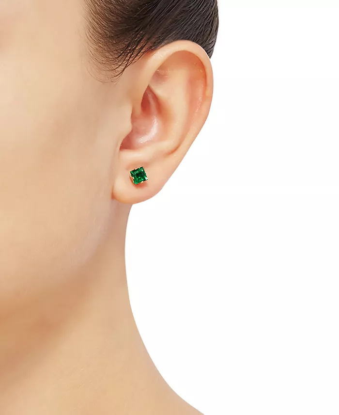 Alfani Macy's Lab-Grown Emerald Stud Earrings (1 Ct. T.w.) In 14k Gold Jewelry & Watches