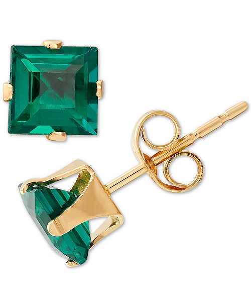 alfani Macy's Lab-Grown Emerald Stud Earrings (1 ct. t.w.) in 14k Gold Jewelry & Watches
