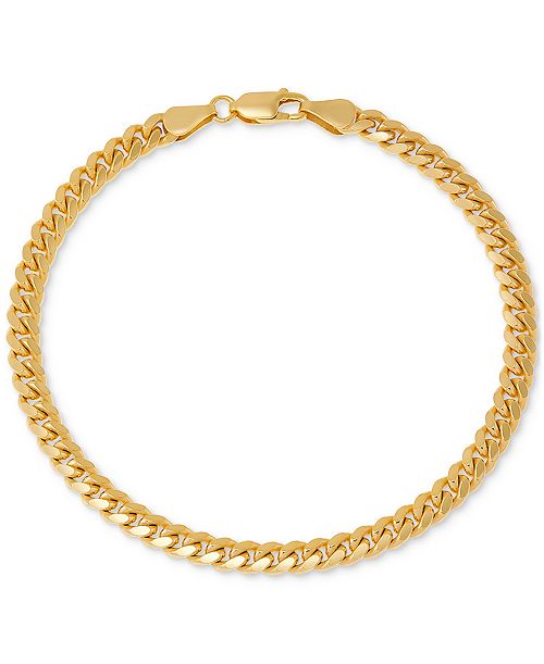 Macy's Men's Cuban Link Bracelet in 18k Gold-plated Sterling Silver & Sterling Silver Jewelry & Watches