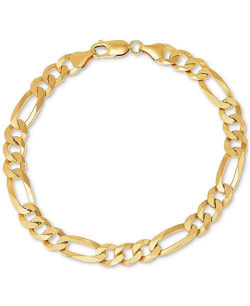 Macy's Men’s Figaro Link Chain Bracelet in 18k Gold-Plated Sterling Silver or Sterling Silver Jewelry & Watches