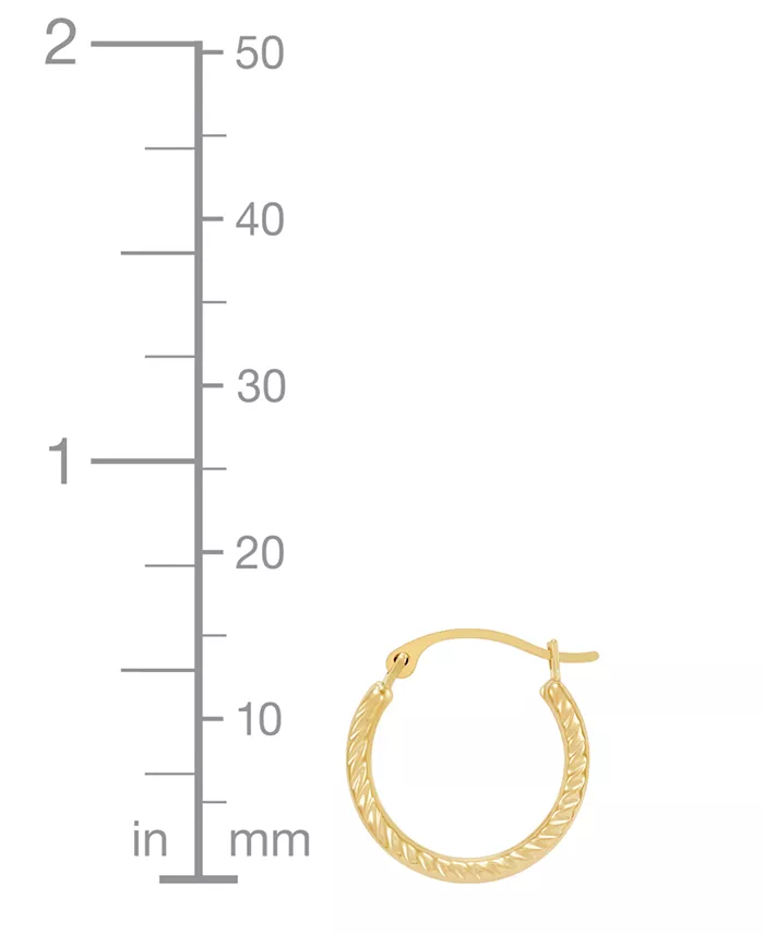Alfani Macy's Polished Ribbed Textured Extra Small Hoop Earrings In 10k Gold 15mm Jewelry & Watches