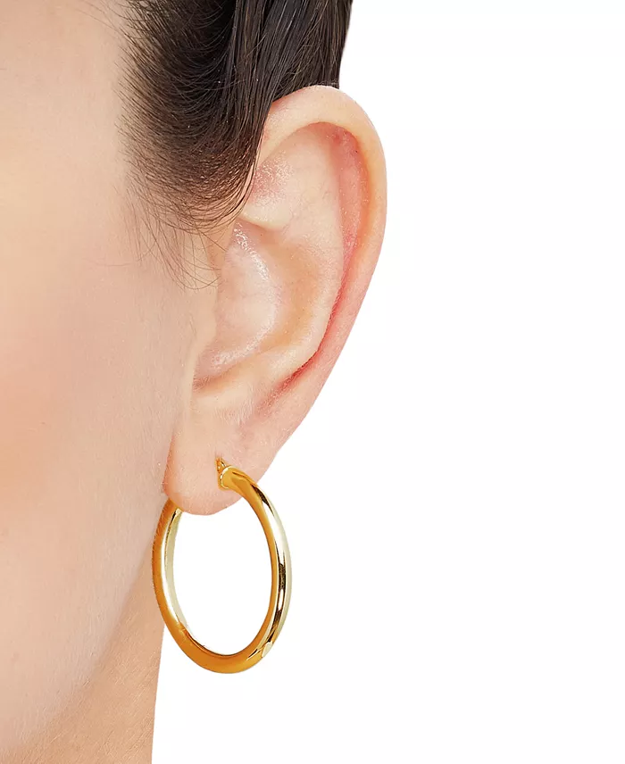 Alfani Macy's Polished Round Hoop Earrings In 14k Gold 30mm Jewelry & Watches