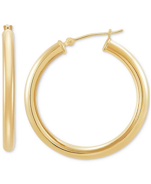 alfani Macy's Polished Round Hoop Earrings in 14k Gold 30mm Jewelry & Watches