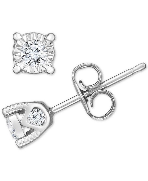 alfani Macy's TruMiracle® Diamond Stud Earrings (3/8 ct. t.w.) in 14k White Yellow or Rose Gold Jewelry & Watches